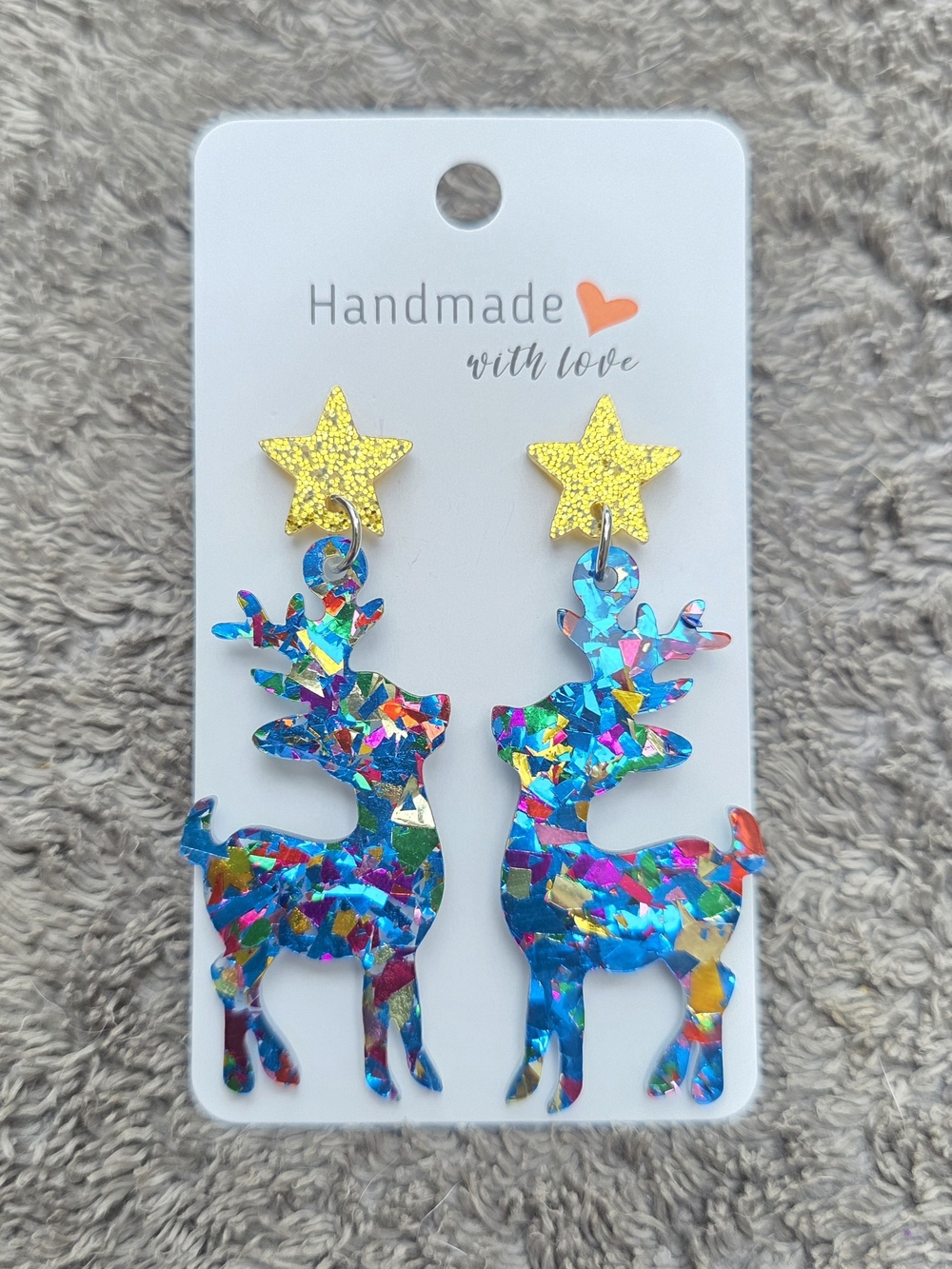 Christmas Earrings: Glitter Reindeer